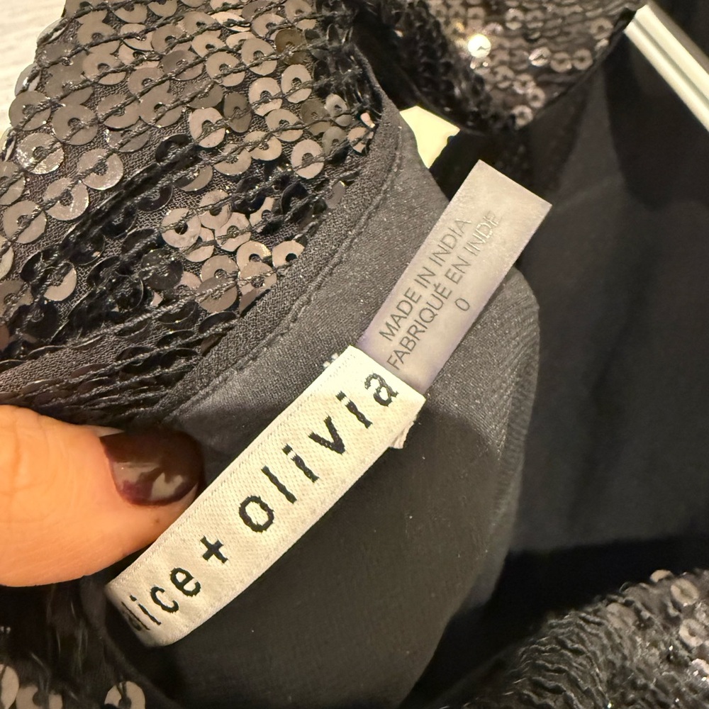 Alice + Olivia Kamryn Black Sequin Cowl Back Mini Dress - Picture 6 of 7